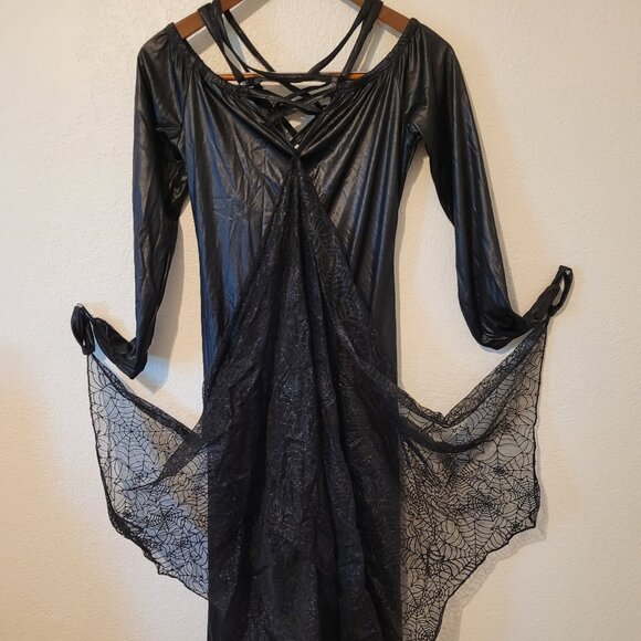 Spirit Halloween Black Widow Costume Dress Long Sleeves Pullover Style - Picture 2 of 4